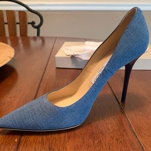 Brand NEW Jimmy Choo Women's Blue Abel Denim Pumps